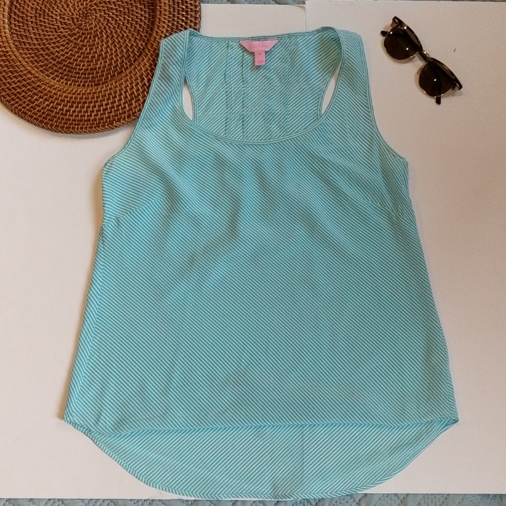 Lilly Pulitzer Blue & white Stripe Silk Tank Top M